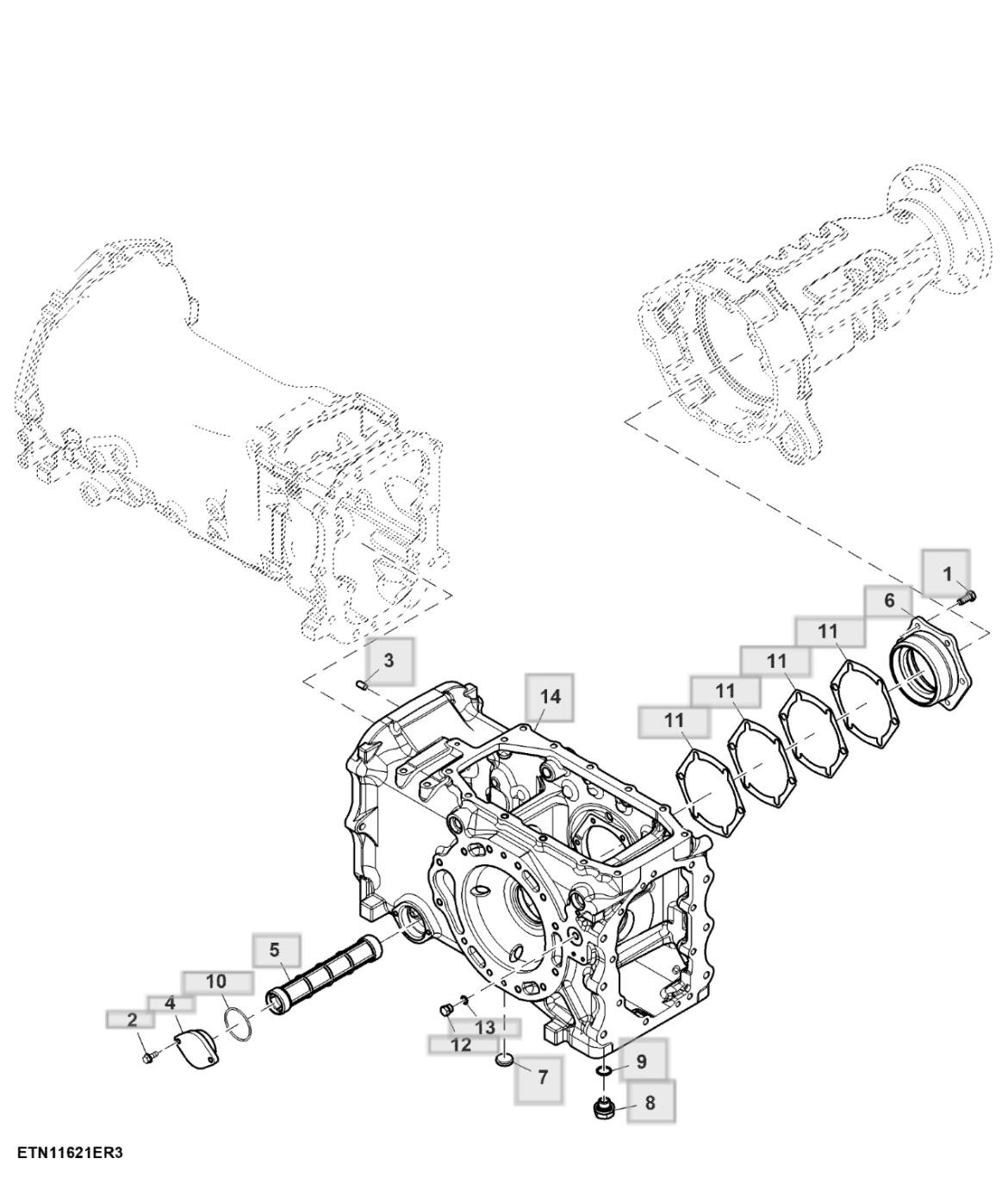 Hộp vi sai, đơn PTO, 2300 RPM